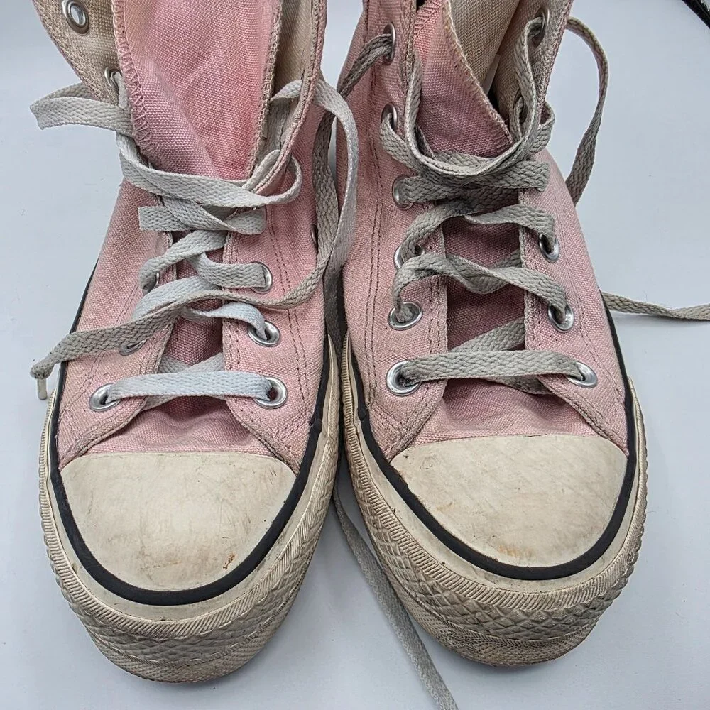 Converse All Star High Top Womens Size 7 Pink Lace Up Platform Sneakers Casual